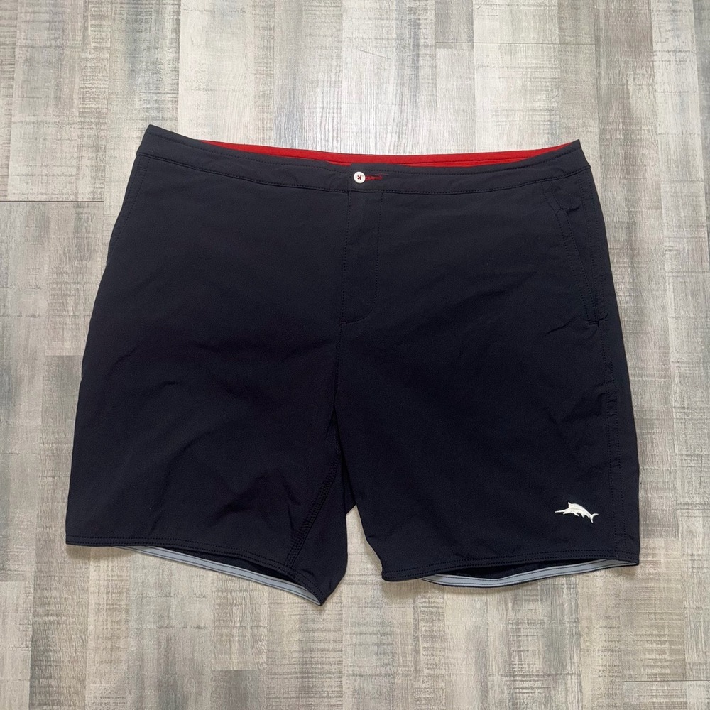 Tommy Bahama Relax Swim Trunks Mens 38 Black Mesh Lined Nylon Marlin Logo Shorts